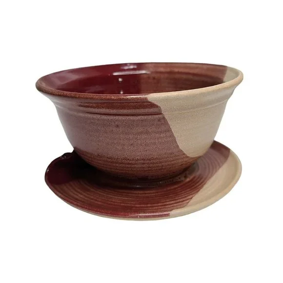 Art Pottery Clay Pottery Unique Soup Bowl Mug Plate Dish One Piece Tri Color - Picture 8 of 16